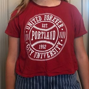 Tops - cropped red shirt Tops - cropped red shirt